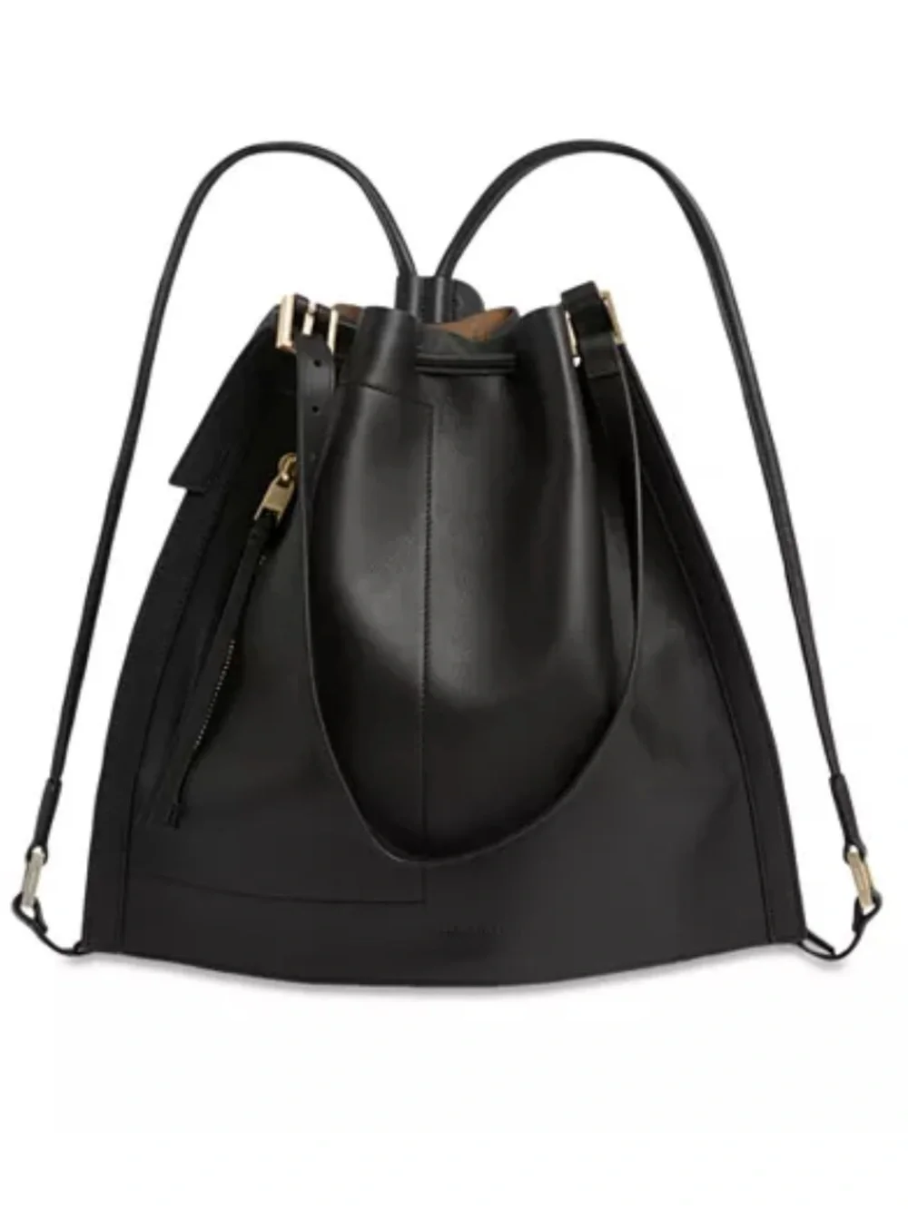 Allsaints Alpha Medium Convertible Leather Backpack Shoulder Bag Black